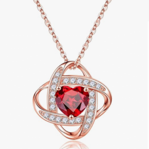 Sterling Silver Love Knot Birthstone Necklace (12 Different Stone)